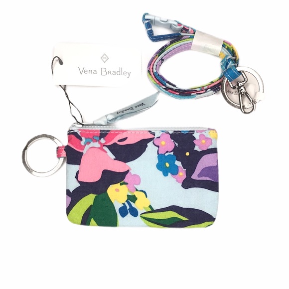 Vera Bradley Zip ID Case and Lanyard Marian Floral, Blue - Picture 7 of 7